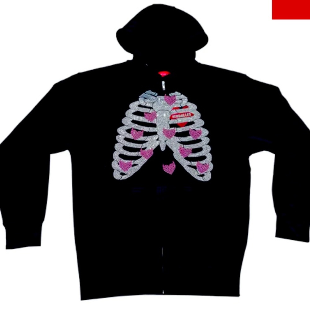 'EVIL HEARTS' VERSAILLES RHINESTONE RIB
CAGE ZIP-UP V3